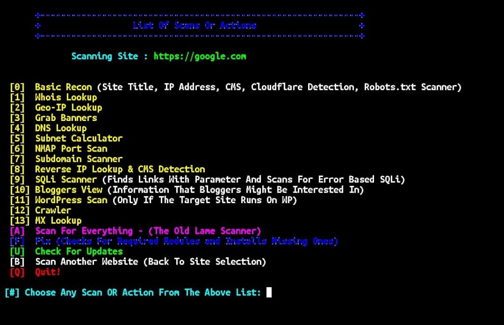 Red hawk menu options