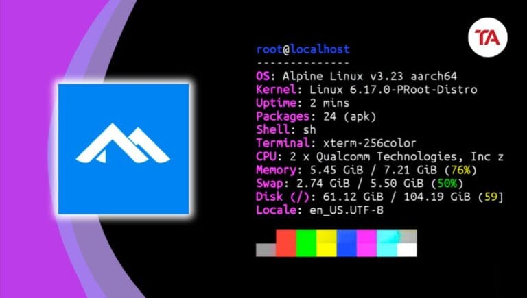 Alpine Linux distro in Termux commands