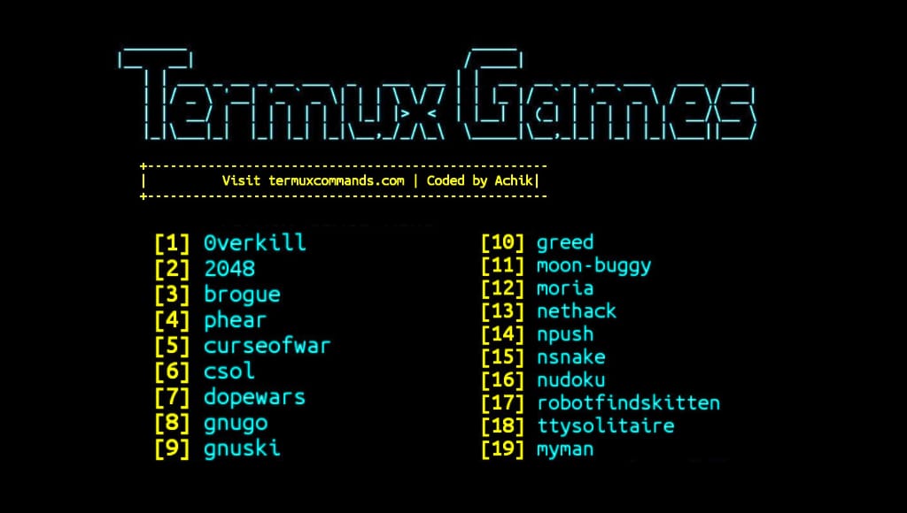 Termux Games installation Commands
