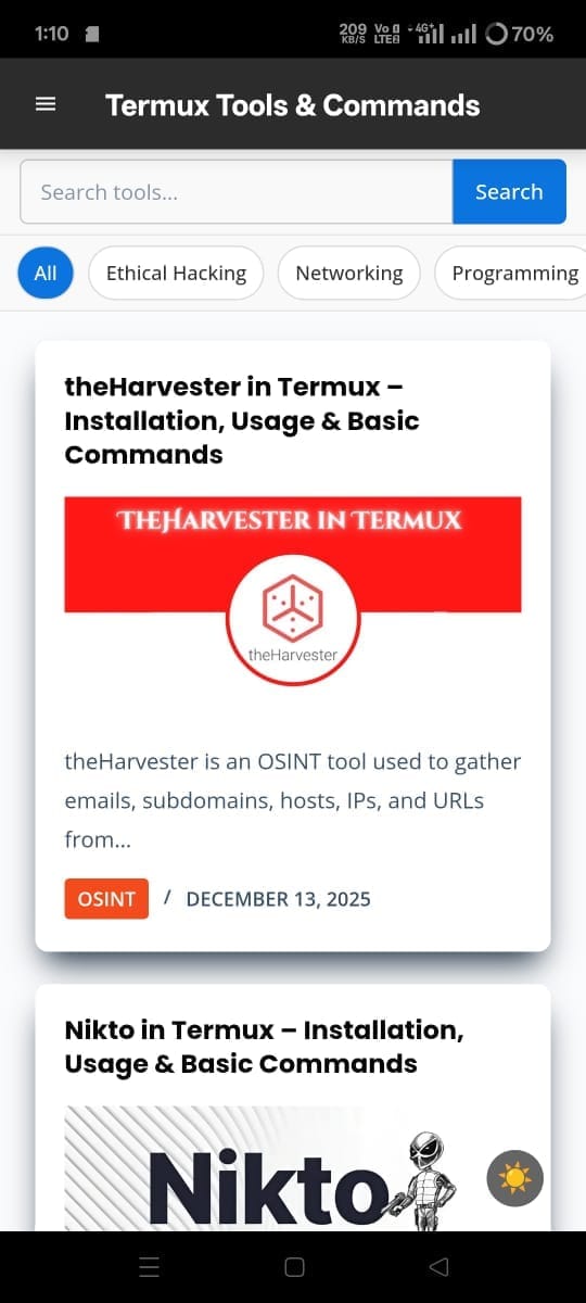 Termux Tools and Commands app web resources
