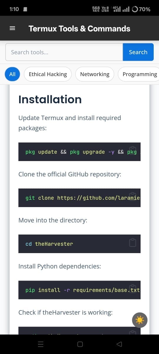 Termux commands inside Termux Tools and Commands app