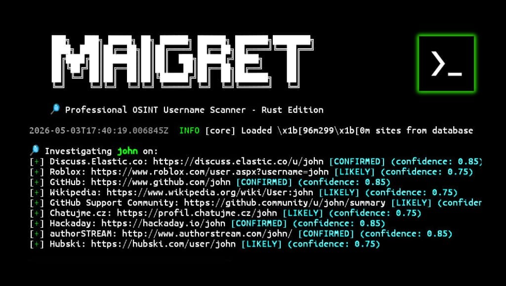 Maigret tool Installation and Usage Commands