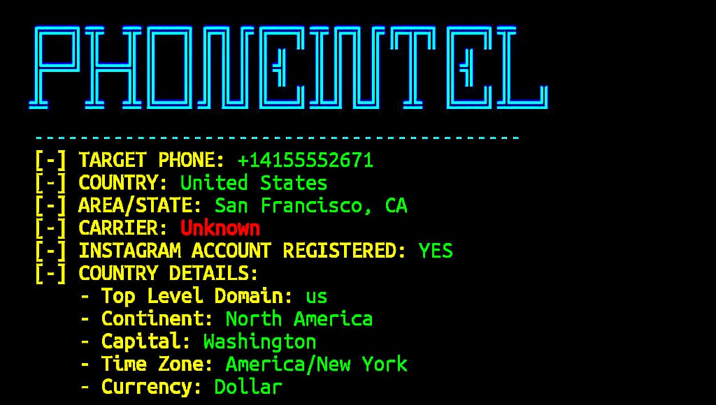 phoneintel phone number intelligence tool