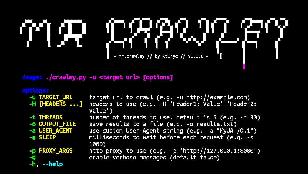 Mr crawley installation and usage commands