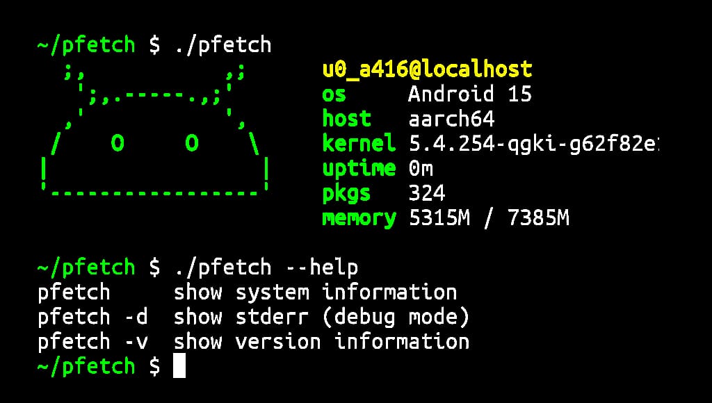 Pfetch-in-termux-installation-and-usage-commands