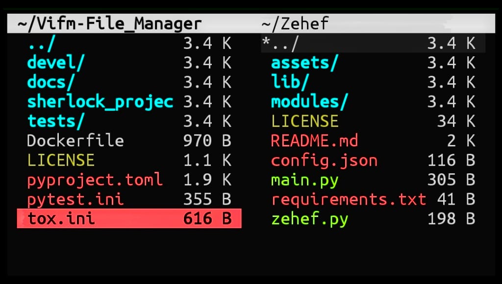 Vifm terminal file manager tool